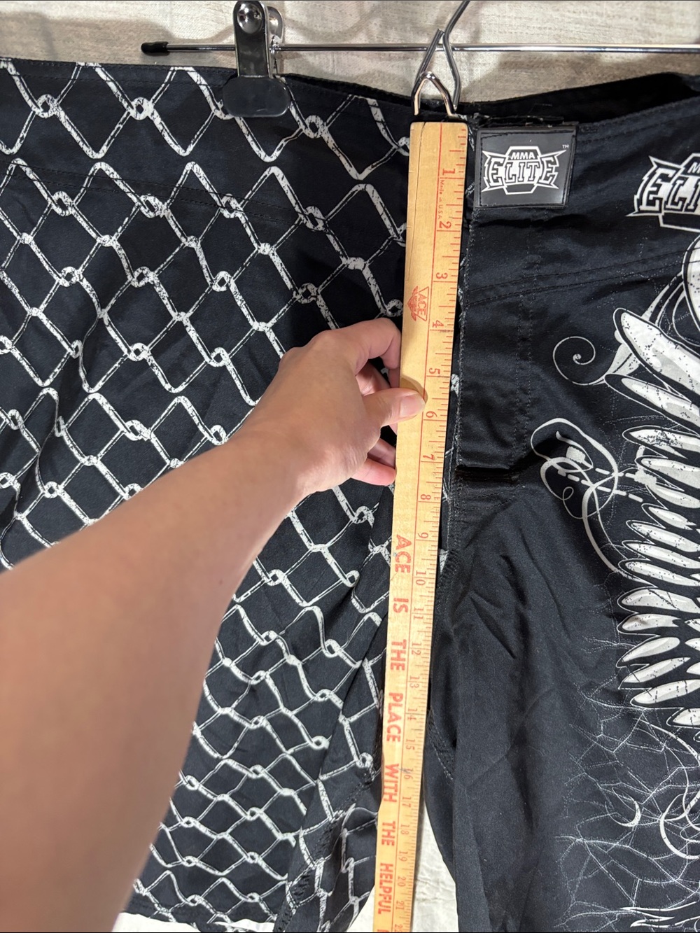 Vintage Y2K MMA Elite Skull&Chain Link Fight Shorts Cyber Grunge Black Big&Tall - Picture 11 of 13